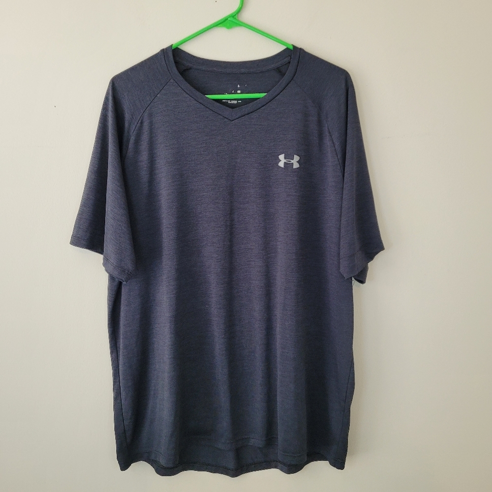 Under Armour Short Sleeve V Neck T Shirt Gray mens XXL